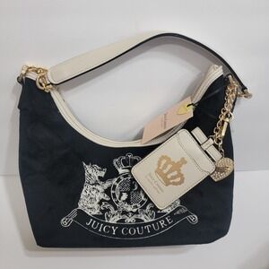 Juicy Couture Hobo Classic SCOTTIE Dogs Licorice Shoulder Bag Purse Pink Interio